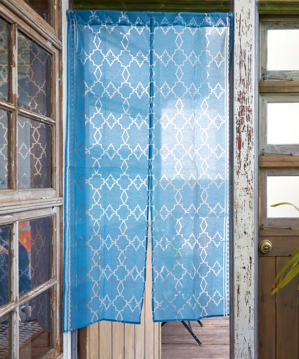 Blue City Sheer Noren Curtain