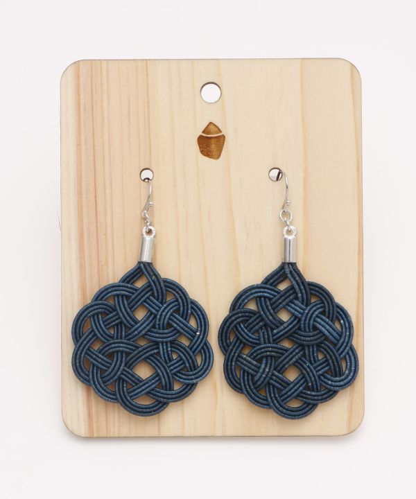 本藍染 水引梅結びピアス