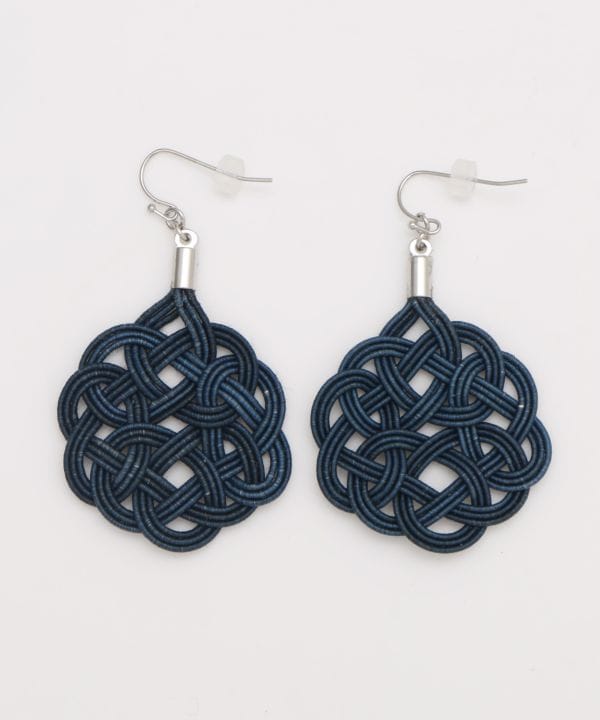 本藍染 水引梅結びピアス