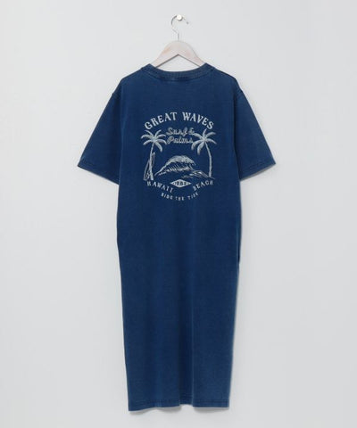 Vestido tipo camiseta de algodón lavado SURF＆Palms