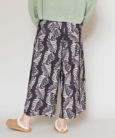 Pantalon large à motif botanique