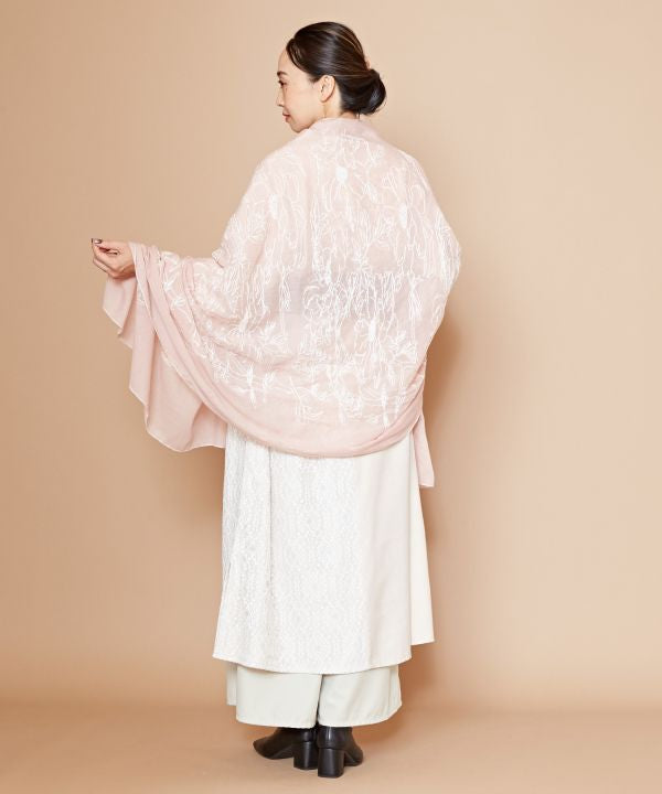 HANA EMI - 花卉刺繡圍巾