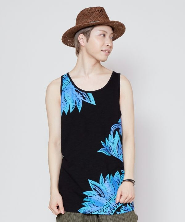 Tribal Feather Print Tank Top Tops by AMINA - Ametsuchi
