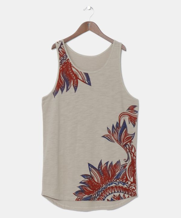 Tribal Feather Print Tank Top Tops by AMINA - Ametsuchi