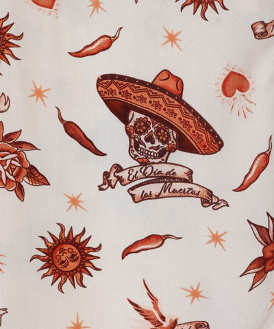 Robe chemise longue symboles mexicains