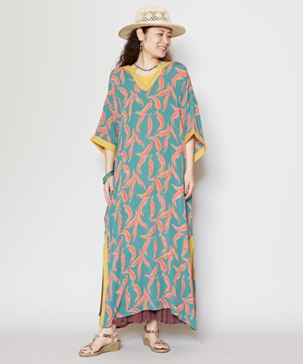 멕시칸 패턴 프린트 드레스
