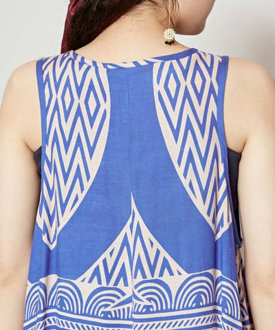 Geometric Print Sleeveless Dresses