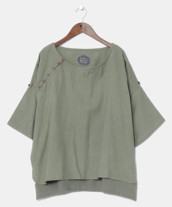 Linen Blend Slouchy Bohemian Top