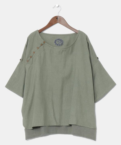 Linen Blend Slouchy Bohemian Top
