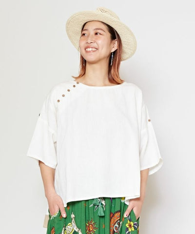 Linen Blend Slouchy Bohemian Top