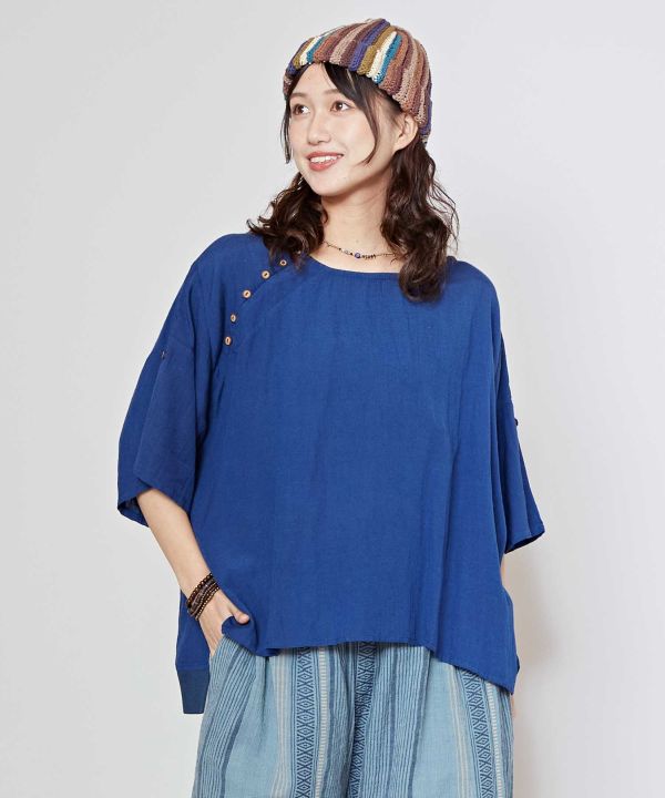 Linen Blend Slouchy Bohemian Top