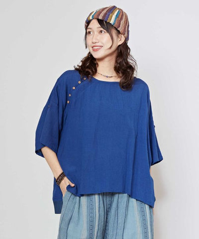 Linen Blend Slouchy Bohemian Top