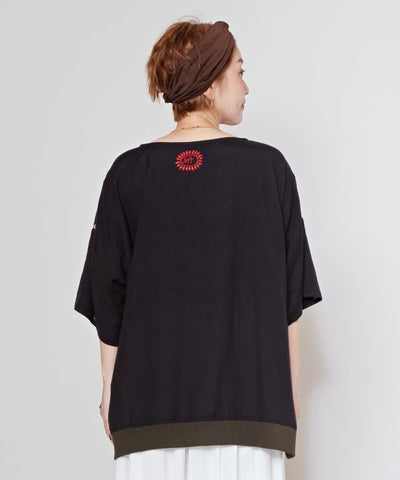 Linen Blend Slouchy Bohemian Top