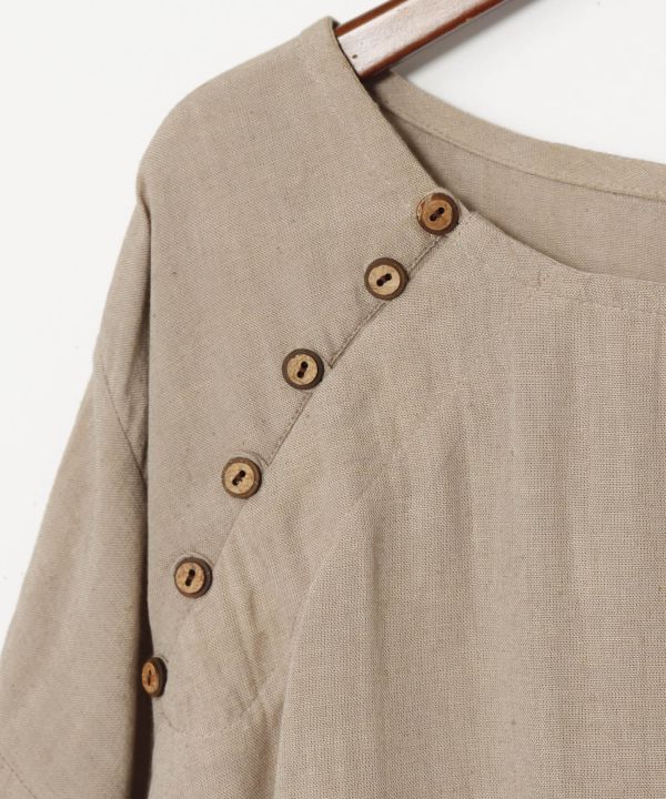 Linen Blend Slouchy Bohemian Top