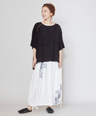 Linen Blend Slouchy Bohemian Top