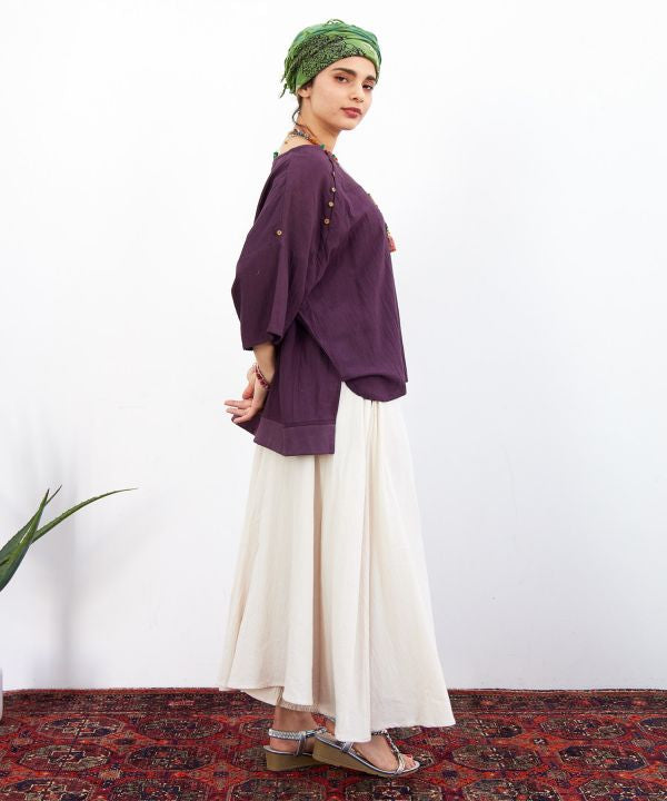 Linen Blend Slouchy Bohemian Top