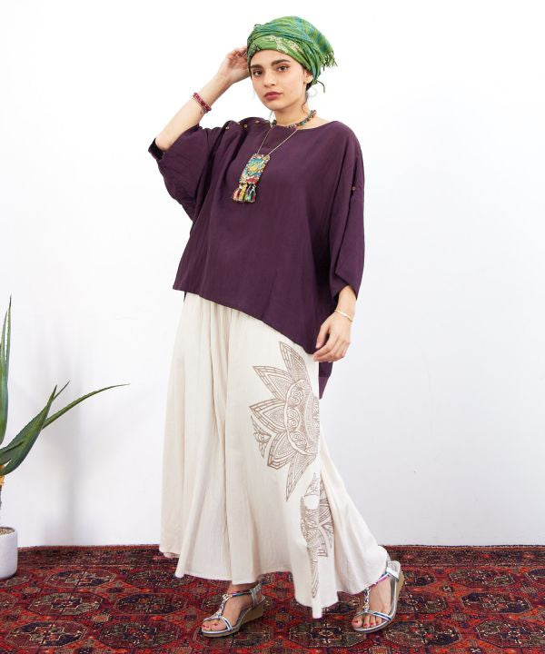 Linen Blend Slouchy Bohemian Top