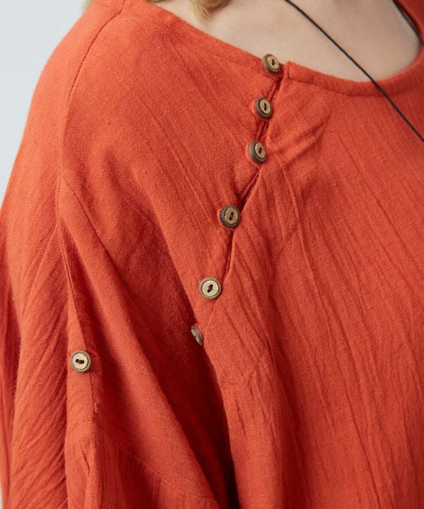 Linen Blend Slouchy Bohemian Top Tops by AMINA - Ametsuchi