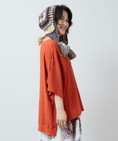 Linen Blend Slouchy Bohemian Top Tops by AMINA - Ametsuchi