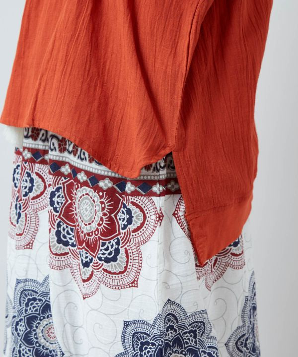 Linen Blend Slouchy Bohemian Top Tops by AMINA - Ametsuchi