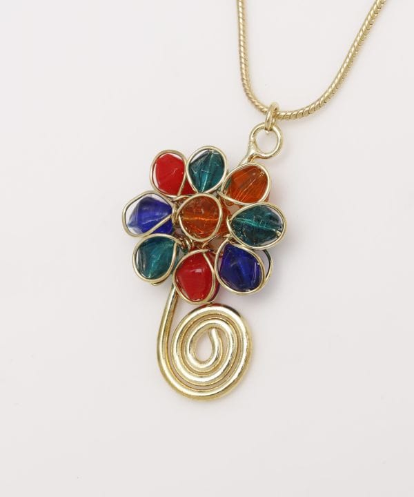 Glass Flower Charm Necklace