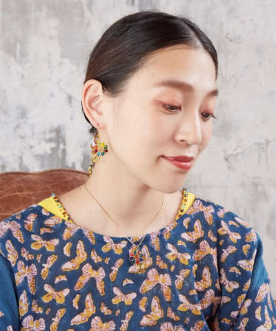 Glass Flower Charm Earrings