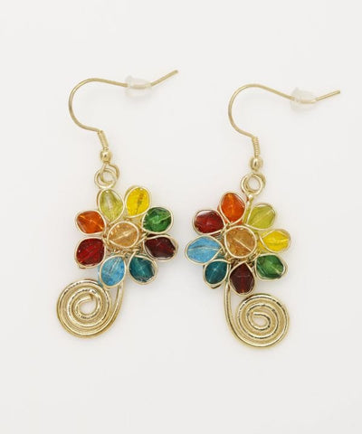 Glass Flower Charm Earrings