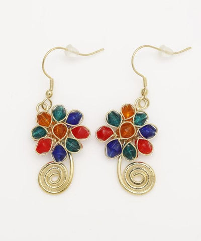 Glass Flower Charm Earrings