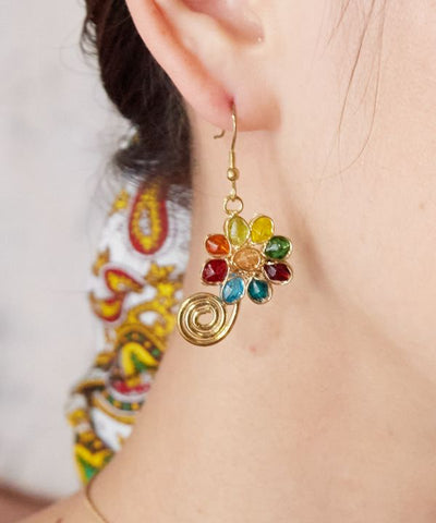 Glass Flower Charm Earrings