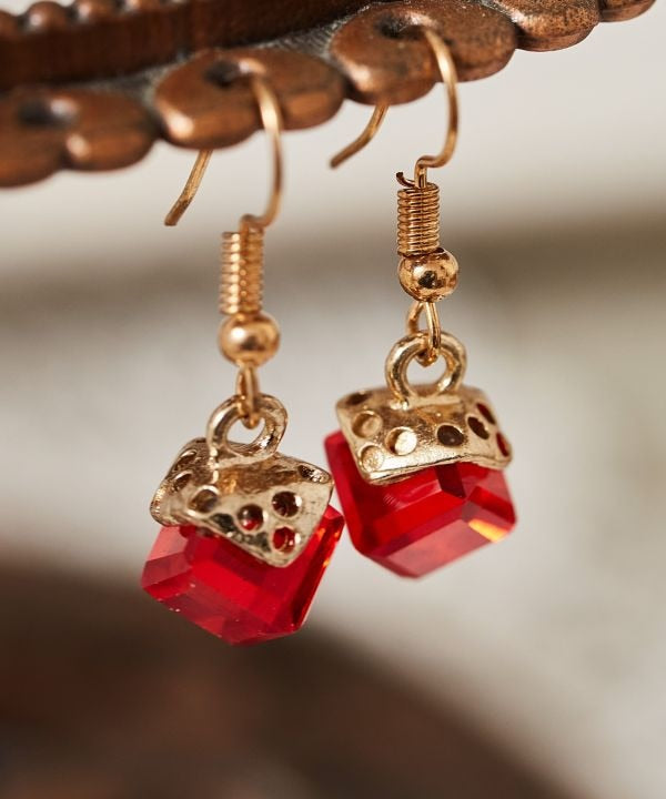 Square Czech Glass Earrings