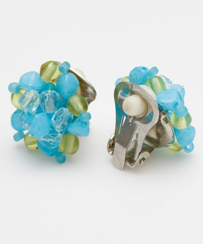 Czech Glass Flower Clip Earrings