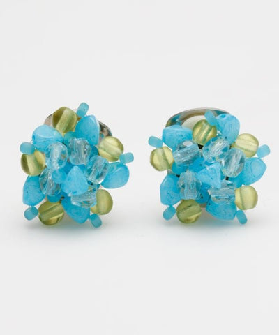 Czech Glass Flower Clip Earrings