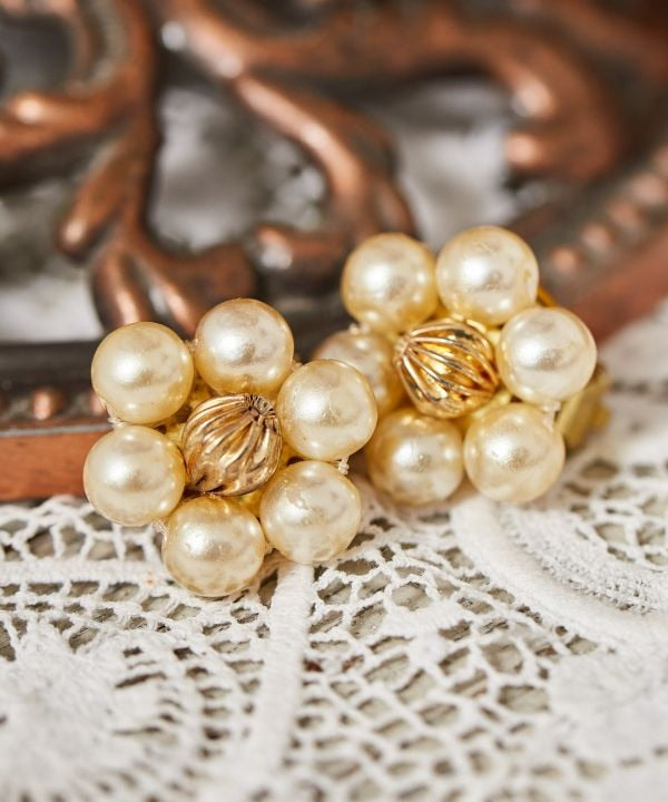 Czech Glass Flower Clip Earrings