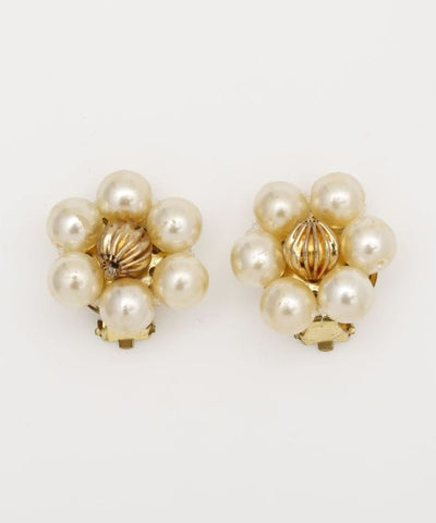 Czech Glass Flower Clip Earrings