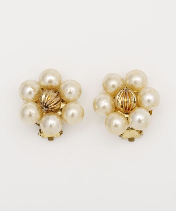 Czech Glass Flower Clip Earrings