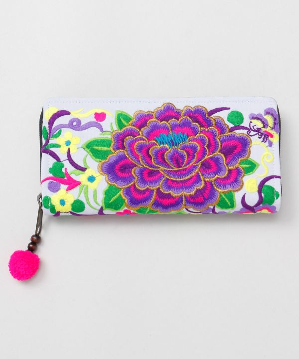 Hmong Pattern Floral Long Wallet