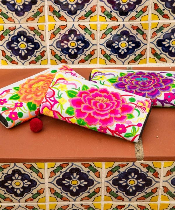 Hmong Pattern Floral Long Wallet