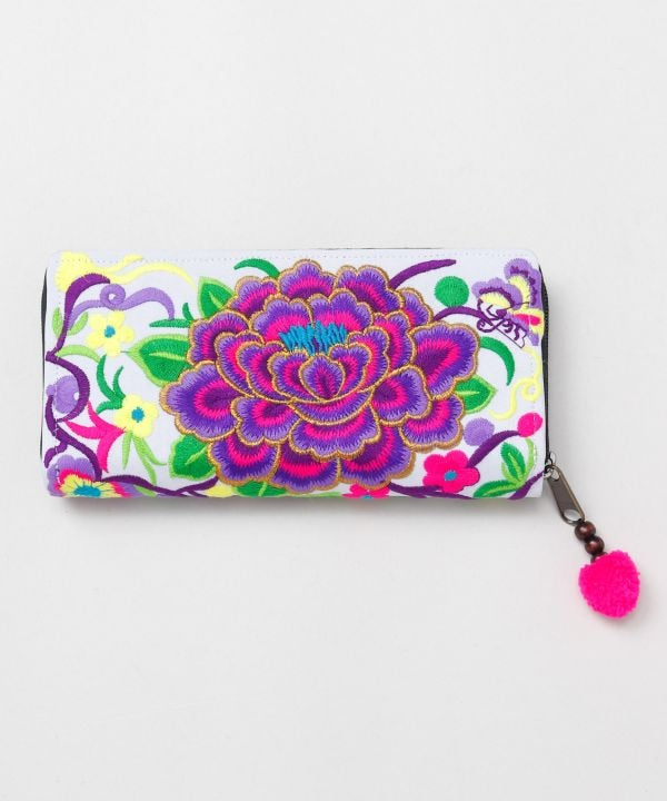 Hmong Pattern Floral Long Wallet