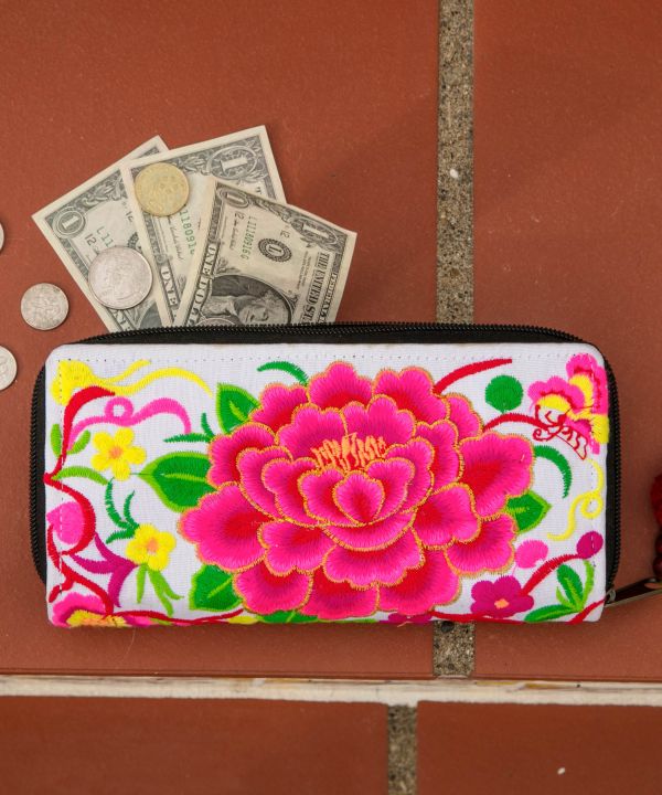 Hmong Pattern Floral Long Wallet