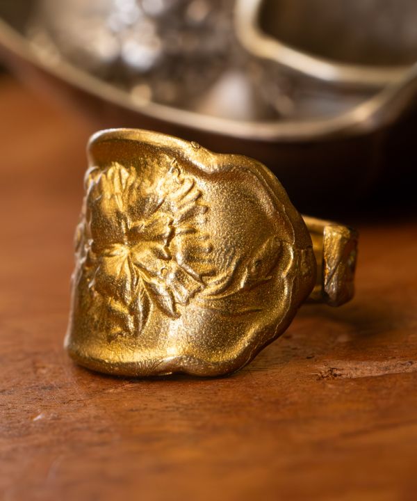 花勺戒指 - 金色