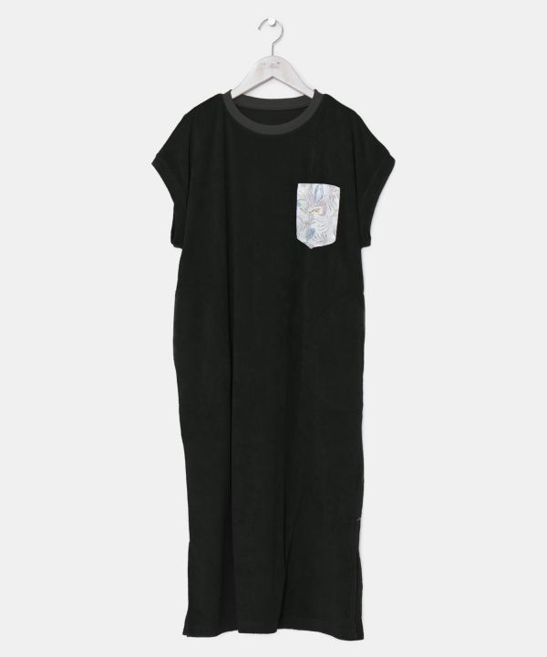 파일 패브릭 프렌치 슬리브 드레스