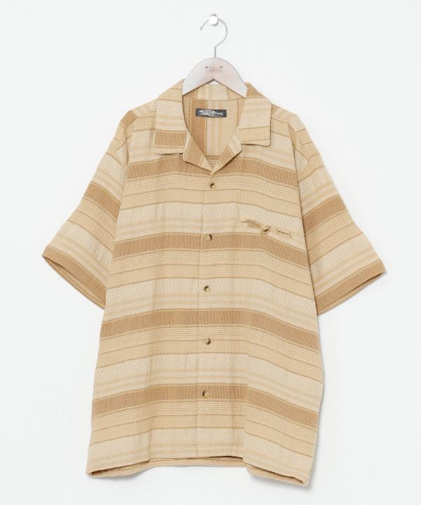 SURF＆Palms Striped Open Collar Shirt