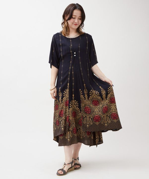 Rayon Crepe Sleeveless Dress by AMINA - Ametsuchi