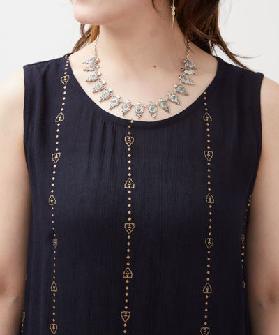 Rayon Crepe Sleeveless Dress by AMINA - Ametsuchi