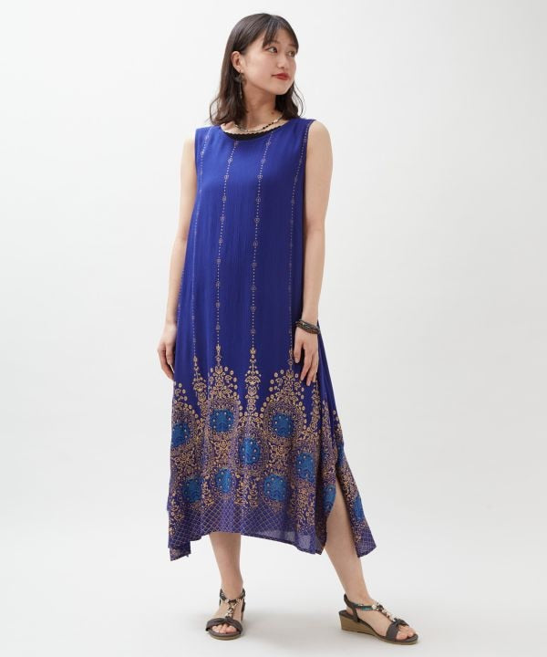 Rayon Crepe Sleeveless Dress by AMINA - Ametsuchi