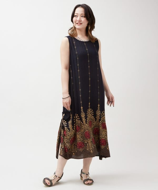 Rayon Crepe Sleeveless Dress by AMINA - Ametsuchi