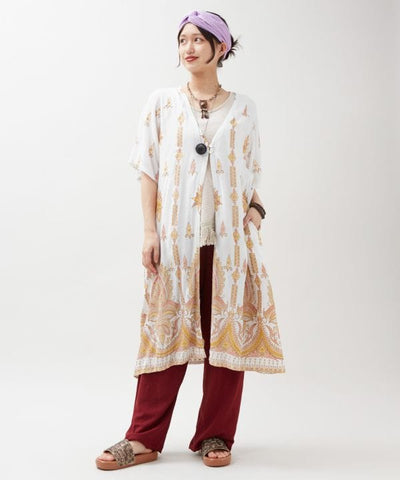 UV Pprotection Rayon Crepe Kimono by AMINA - Ametsuchi