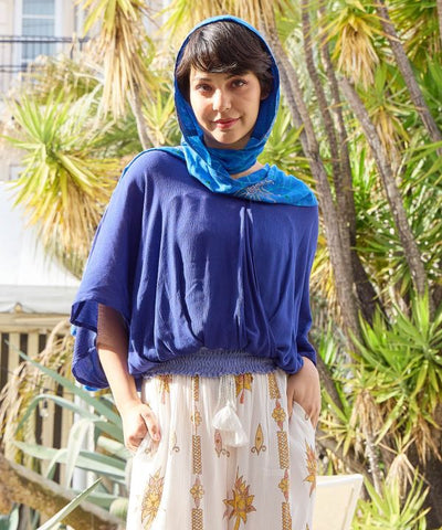 Bohemian Shirred Hem Top by AMINA - Ametsuchi