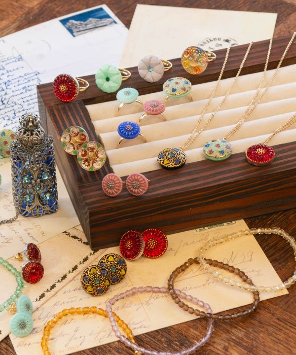 Czech Glass Button Necklace