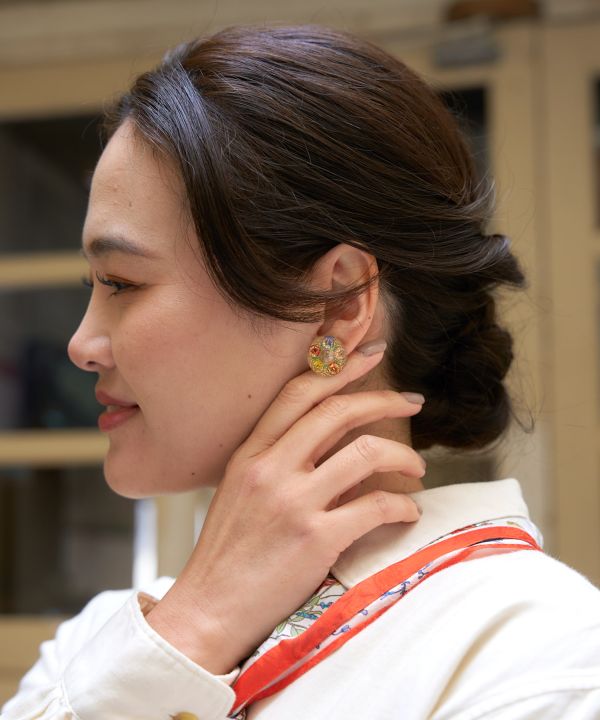 Czech Glass Button Stud Earrings